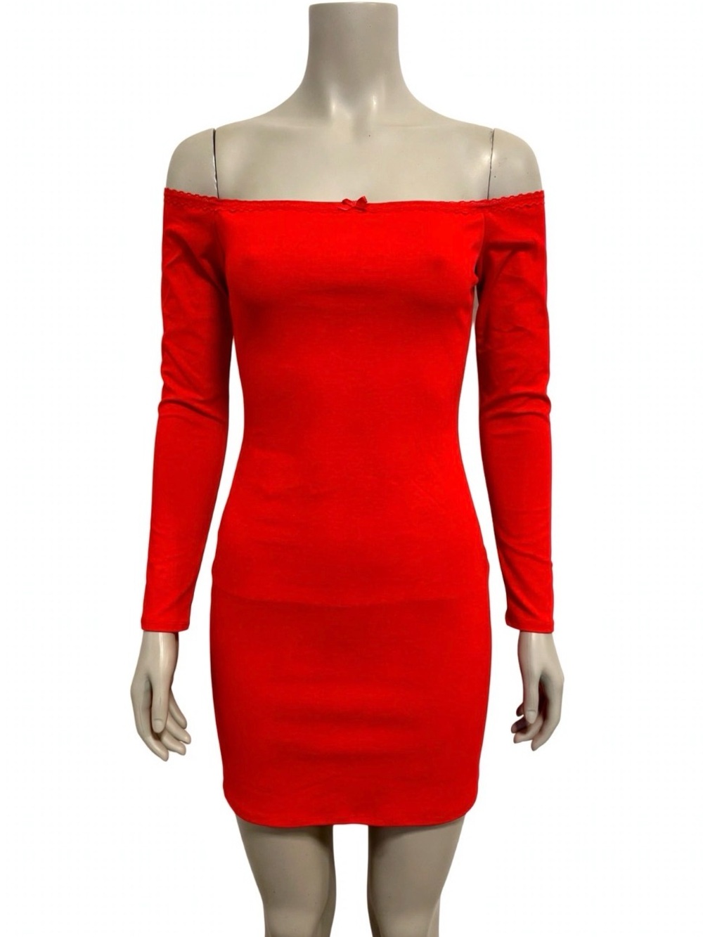 XXL Wild Fable Off-Shoulder Long Sleeve Bodycon Dress in Red Y2K Bodycon Y2K